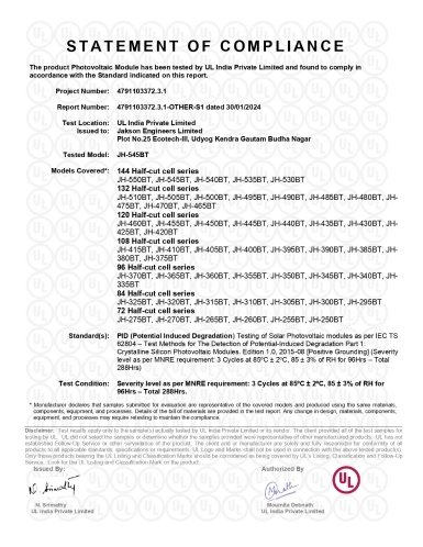 11 Bifacial MonoPERC IEC 62804 PID Certificate