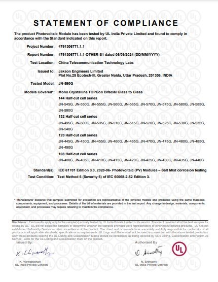 TOPCON DUAL GLASS IEC 61701 CERTIFICATE