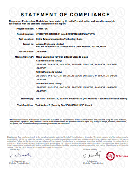 TOPCON G12R IEC 61701 CERTIFICATE