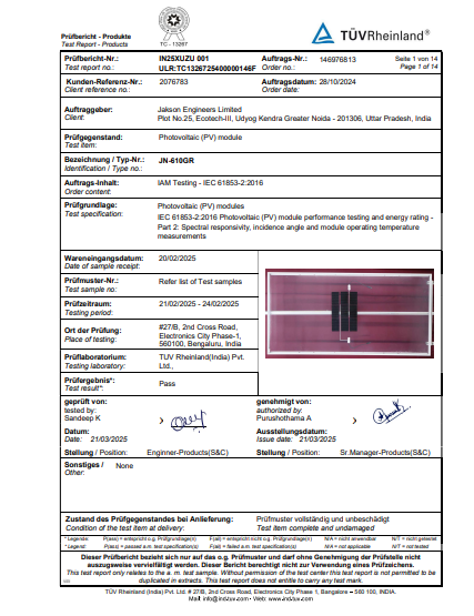 TOPCON G12R IEC 61853 2 CERTIFICATE