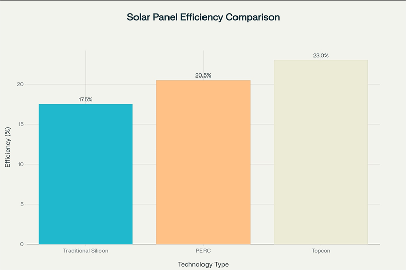 Comparison of solar panel technologies showing efficiency
