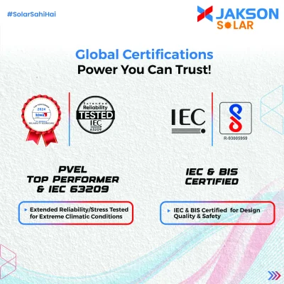 Jakson Solar Modules Certified for Top Performance 2
