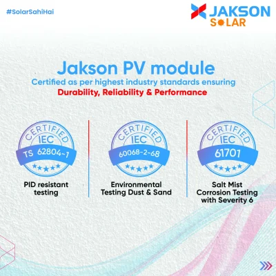 Jakson Solar Modules Certified for Top Performance 3